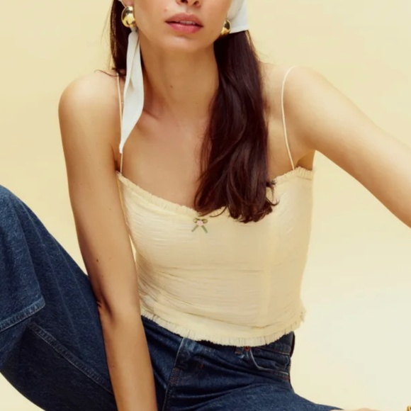NWT Reformation Trixi Cropped Top - Cream - Picture 1 of 6